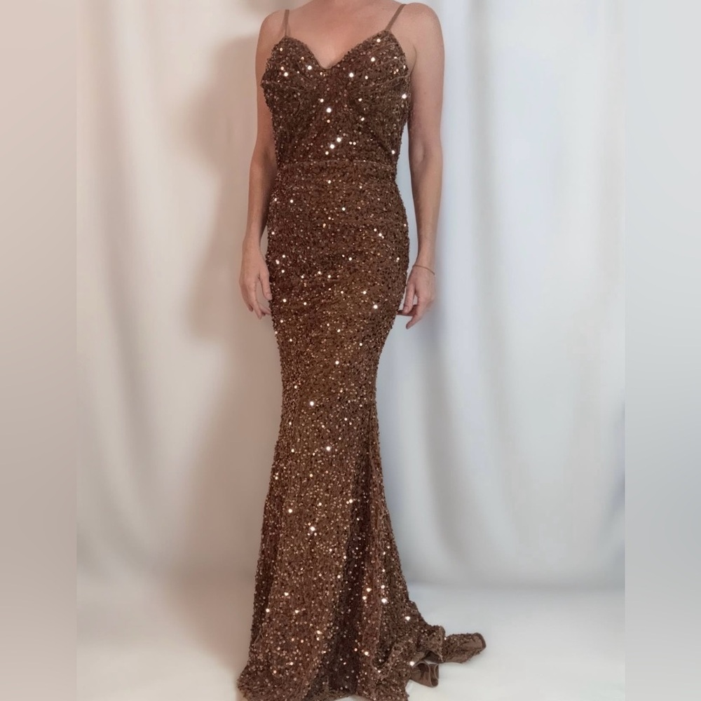 One Shoulder Sequin Dress in Gold